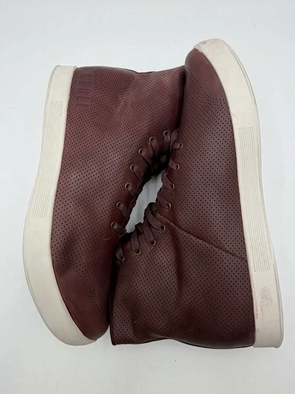NOBULL Men’s Size 15 High-Top Court Trainer Deep Burgundy Perforated Leather